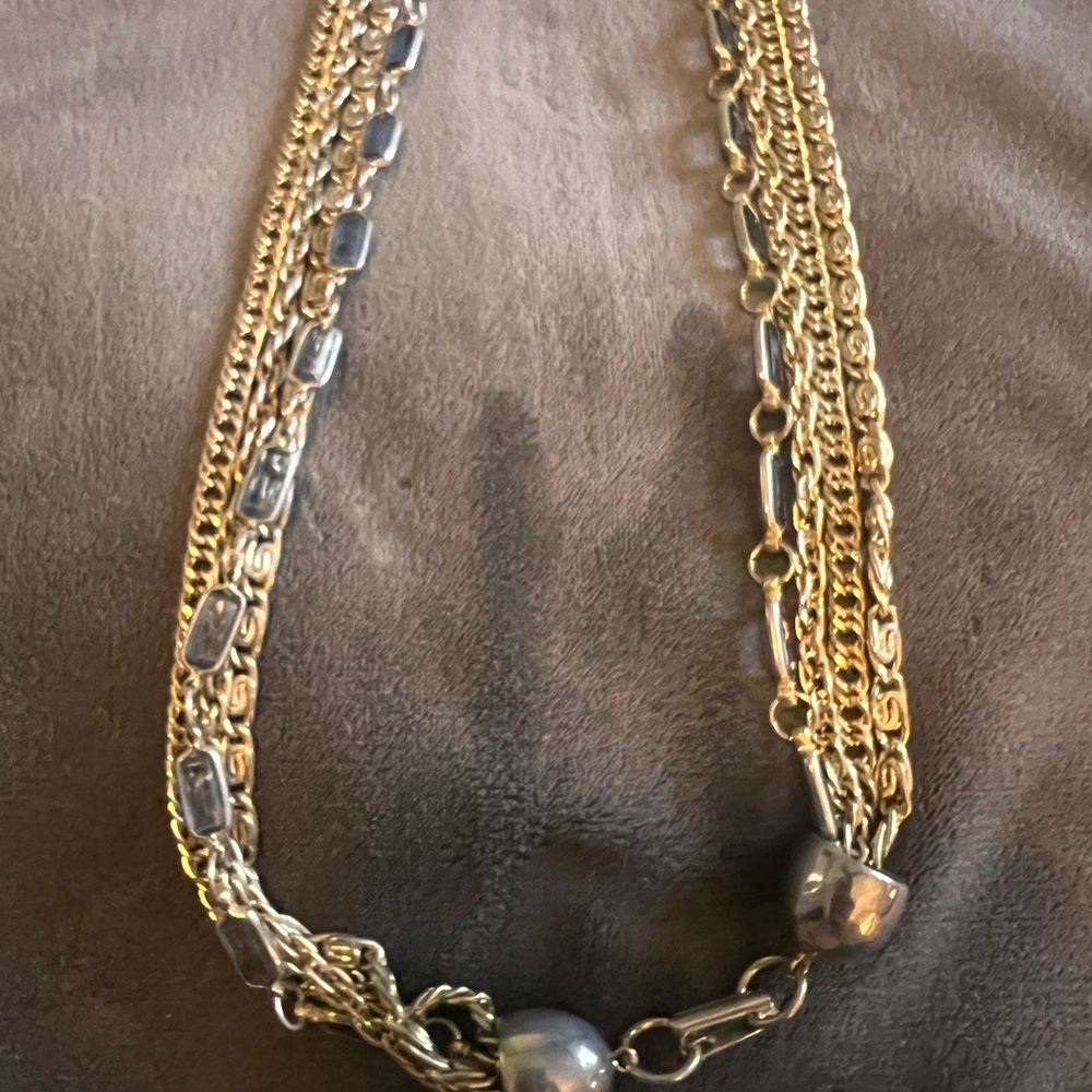 Multi-Chain Gold And Silver Statement Necklace - image 1
